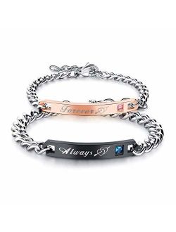 LAVUMO His Hers Couples Bracelets King and Queen Matching Set Anniversary Promise Gifts Stainless Steel 2pcs