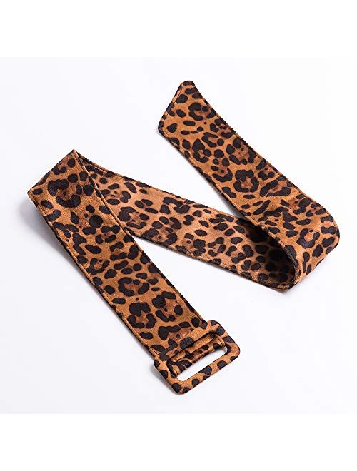 CHICING Velvet Leopard Belts for Women Trendy Obi Cinch Boho Fabric Belts Strap