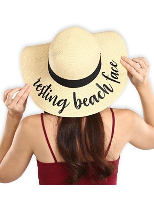 Brooks Floppy Beach Sun Hat for Women - Large Brim Embroidered Summer Straw Hat for Vacation, Cruises, Honeymoon & Travel
