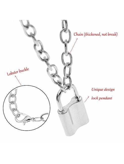 Krun Y Necklace Lock Pendant Simple Cute Necklaces Long Multilayer Chain Fashion Jewelry Women Girls Gift for Her