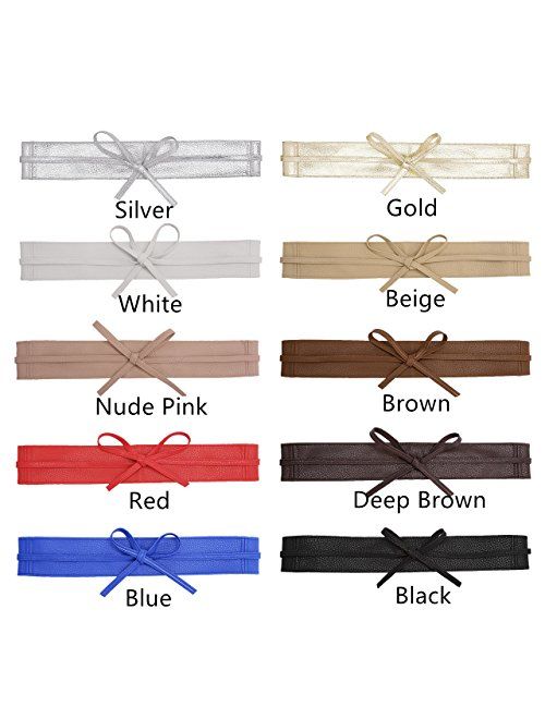 Ayliss Women Soft Leather Obi Belt Self Tie Wrap Cinch Belt