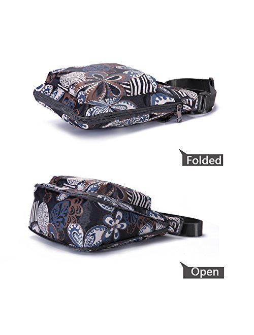 STUOYE Mutil-Pocket Nylon Crossbody Purse Bag with Adjustable Zipper