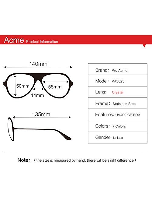 Pro Acme Aviator Crystal Lens Large Metal Sunglasses