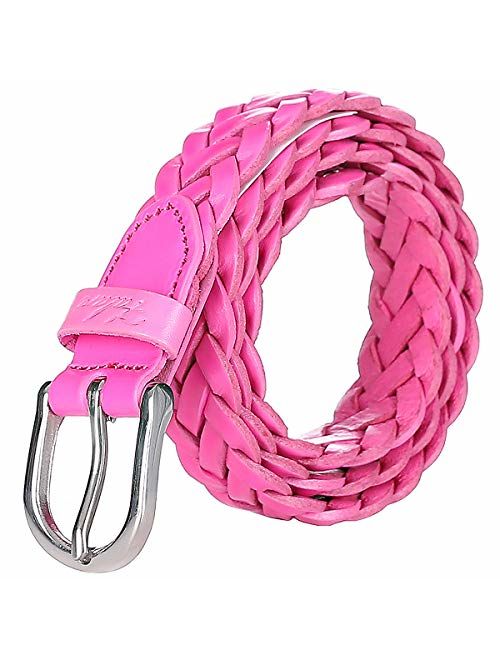 Falari Women's Leather Braided Belt Stainless Steel Buckle 6007-16 Colors