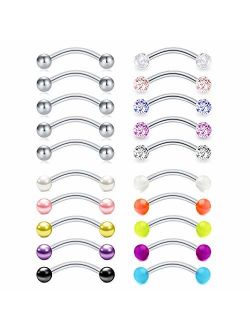 Mayhoop 16G Surgical Steel Daith Rook Earring 8mm 10mm Curved Barbell Eyebrow Rings Piercing Jewelry for Women Men