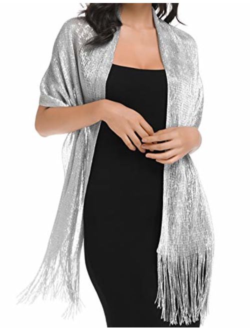 Banetteta"Dream Nocturne" Metallic Shawls and Wraps for Evening Dresses with Buckle