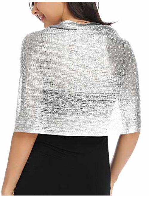 Banetteta"Dream Nocturne" Metallic Shawls and Wraps for Evening Dresses with Buckle