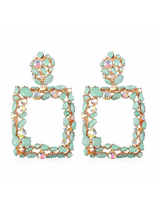 Rhinestone Earrings Big for Women Statement Dangling Crystal Costume Jewelry by Holylove