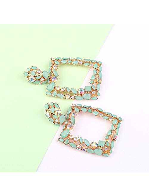 Rhinestone Earrings Big for Women Statement Dangling Crystal Costume Jewelry by Holylove
