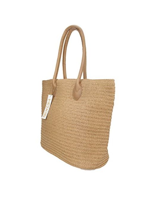 Straw Rattan Women Tote Summer Beach Shoulder Handbag Medium Size 17.8''x12.6