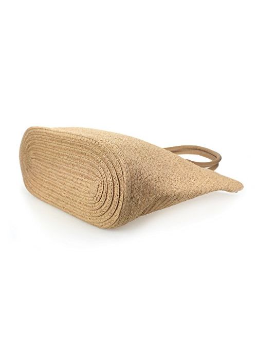 Straw Rattan Women Tote Summer Beach Shoulder Handbag Medium Size 17.8''x12.6