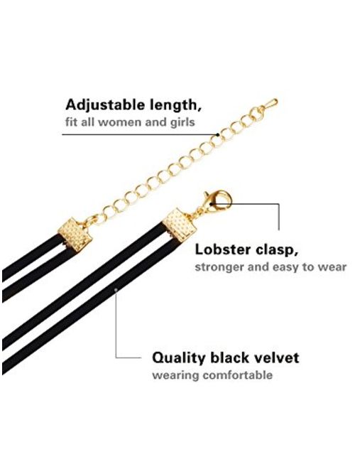 Mudder Velvet Chokers Necklaces Set Classic Chokers for Women and Girls (Black, 3 Pieces)
