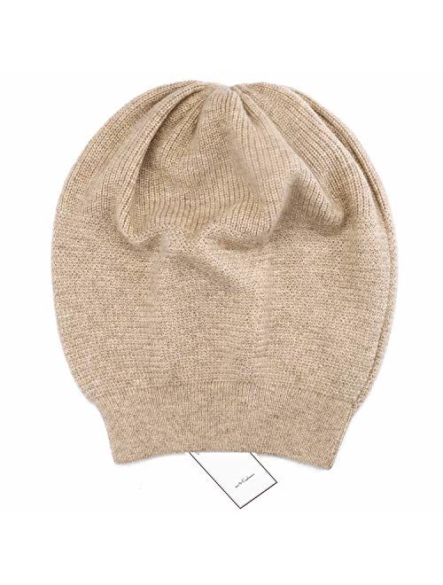 WaySoft 100% Cashmere Beanie for Women in a Gift Box, Oversized Women Beanie Hat