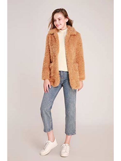 Elegant Faux Fur Coat Women 2019 Autumn Winter Warm Open Front Jacket Cardigan Overcoat Casual Outerwear
