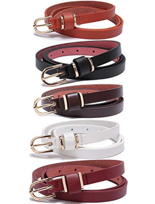 Set of Womens Skinny Leather Belt Solid Color Waist or Hips Ornament 10 Sizes