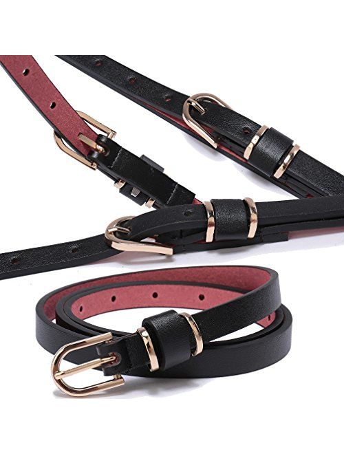 Set of Womens Skinny Leather Belt Solid Color Waist or Hips Ornament 10 Sizes