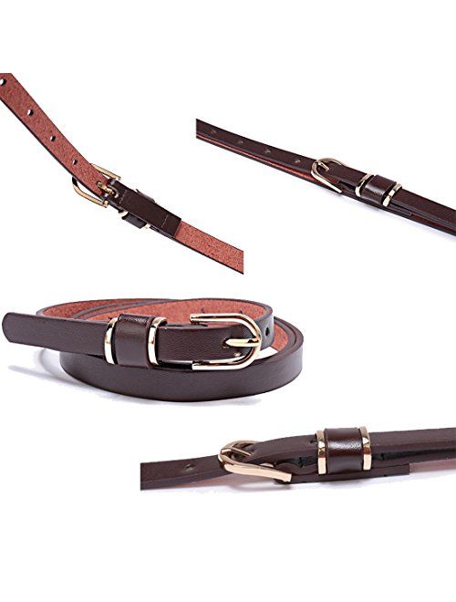 Set of Womens Skinny Leather Belt Solid Color Waist or Hips Ornament 10 Sizes