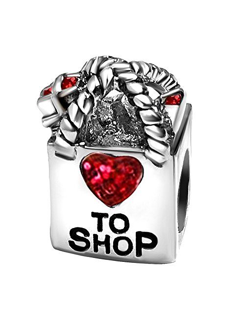 T50Jewelry Heart to Love Shop Charms Valentine Beads Fit Bracelets Wife Sister Mom Gifts
