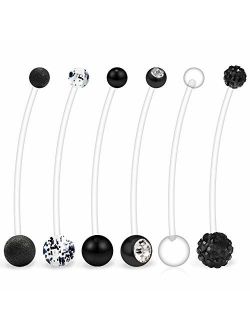 Ruifan 6PCS Mix Style Pregnancy Sport Maternity Flexible Bioplast Belly Navel Button Ring Retainer 14G 1 1/2Inch (38mm)