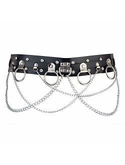 Wyenliz Women's Body Chain Belt Leather Gothic Punk Waist Belt Adjustable