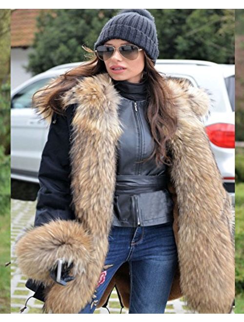 Roiii Plus Size Women Warm Fleece Vintage Winter Coat Hood Jacket Parka Outwear