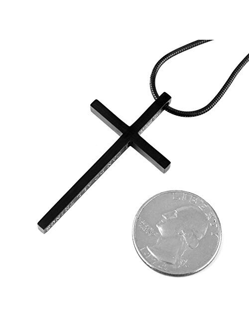 HZMAN Philippians 4:13 Cross Pendant Strength Bible Verse Stainless Steel Necklace
