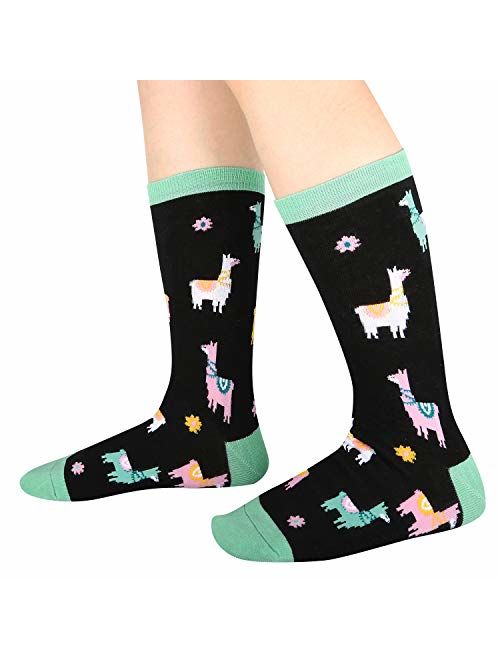 HAPPYPOP Funny No Drama Llama Cotton Crew Socks Novelty Crazy Cute Animal Design