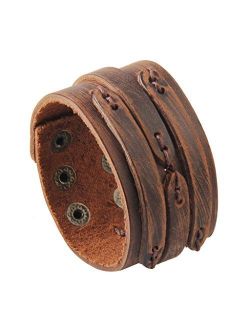GelConnie Leather Cuff Bracelet Punk Braided Bracelets Rock Leather Wristbands Gothic Adjustable Wrap Bracelet for Men, Women