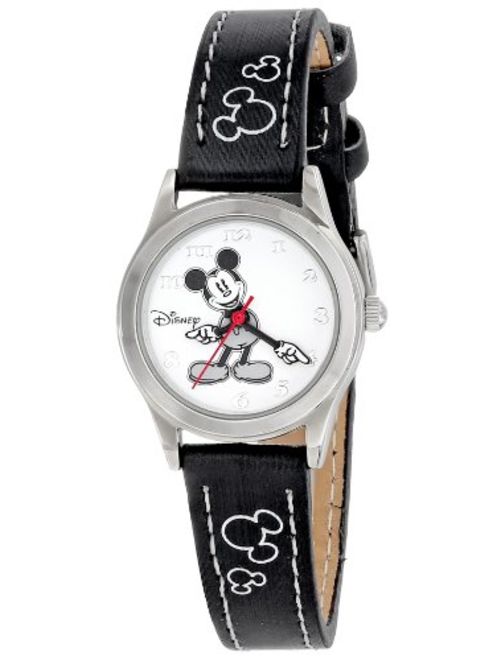 Disney Women's MK1006 Mickey Mouse White Dial Black Strap Watch
