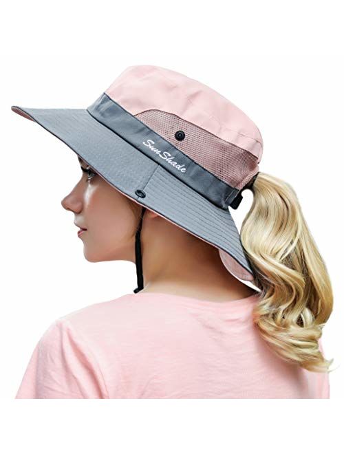 DBN Womens Sun Hat Foldable UV Protection Fishing Hat Wide Brim Safari Bucket Hat 101_grey