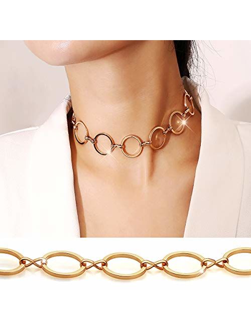 Suyi Choker Necklace - Simple Geometric Circle Choker Statement Clavicle Necklace for Women Girls Necklace Jewerly