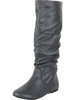 Cambridge Select Women's Round Toe Slouchy Knee-High Flat Boot