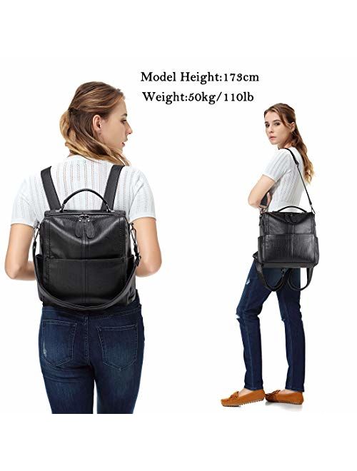 Backpack Purse for Women,VASCHY Fashion Square Small Mini Convertible PU Leather Backpack Shoulder Bag for Ladies Teen Girls