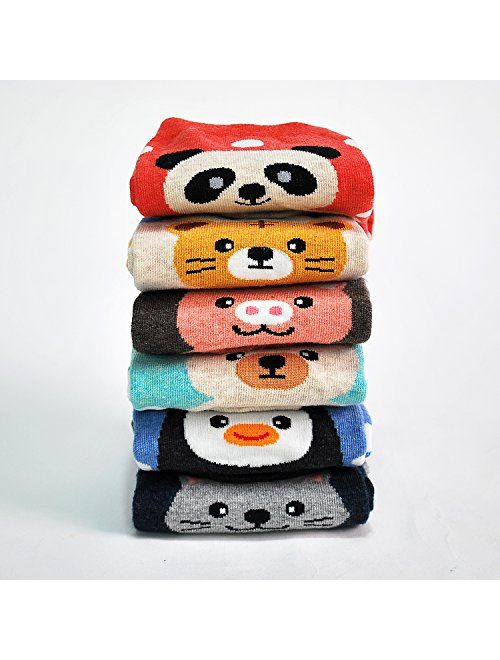 Casual Womens Design Socks - Premium Quality Cotton Blend Cute Animals Art Pattern Universal Size Comfortable