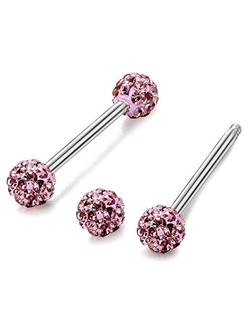 ORAZIO 6-8 Pcs 14G 316L Stainless Steel CZ Nipple Piercing Barbell Belly Button Ring for Women