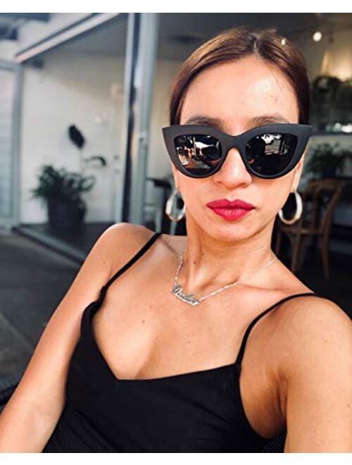 Retro Cateye Sunglasses for Women Fashion Clout Goggles Mirror UV400 Protection Cat Eye Sun Glasses