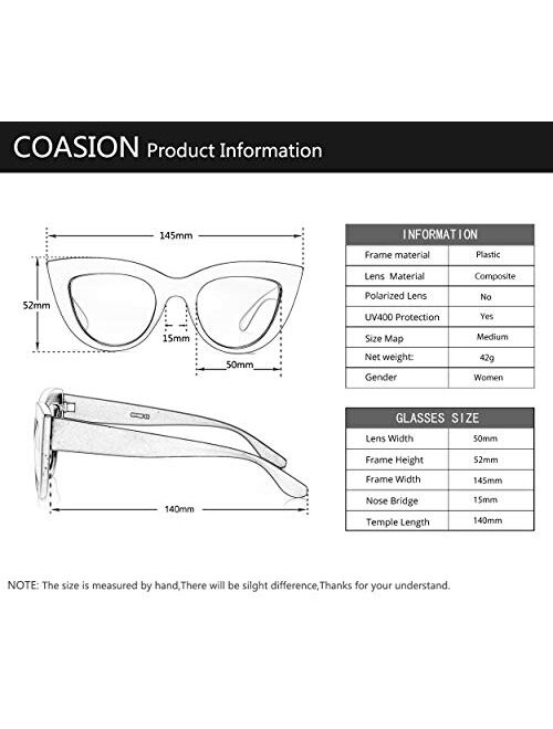 Retro Cateye Sunglasses for Women Fashion Clout Goggles Mirror UV400 Protection Cat Eye Sun Glasses