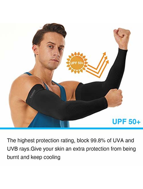 KMMIN Arm Sleeves UV Protection for Driving Cycling Golf Basketball Warmer Cooling UPF 50 Sunblock Protective Gloves for Men Women Adults Covering Tattoos