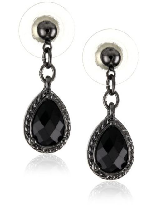1928 Jewelry Black Victorian Inspired Petite Teardrop Earrings