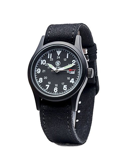 Smith & Wesson SWW-1464-BLK Military Watch with Three Interchangable Canvas Straps
