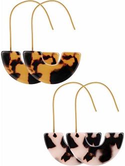 Tatuo 2 Pairs Acrylic Mottled Earrings Bohemian Statement Earrings Resin Drop Dangle Ear Jewelry for Women Valentine's Day Presents