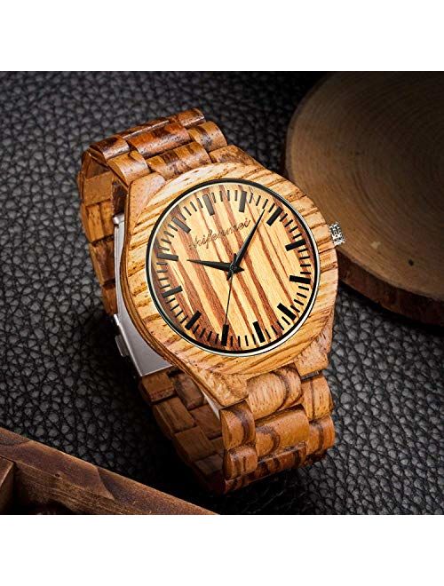 Wood Watches, shifenmei Natural Handmade Wooden Watch Analog Japanese Quartz Movement Wood Watch Mens with Exquisite Box