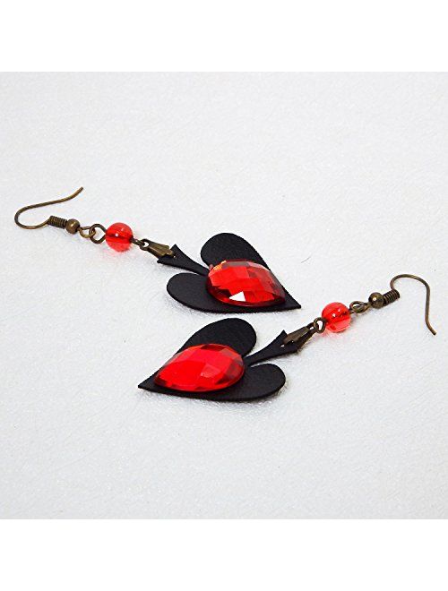 RareLove Vintage Lolita Red Rhinestone Teardrop with Butterfly Dangle Earrings