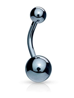 Forbidden Body Jewelry 14g Titanium IP Plated Surgical Steel High Shine Double Ball Belly Ring