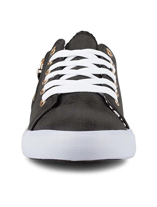 Twisted Women's Alley Faux Leather Fashion Sneaker with Decorative Zipper