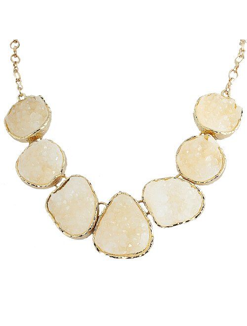 JANE STONE Fashion Drusy Stone Bead Statement Necklace Bib Choker Sparkly Jewelry