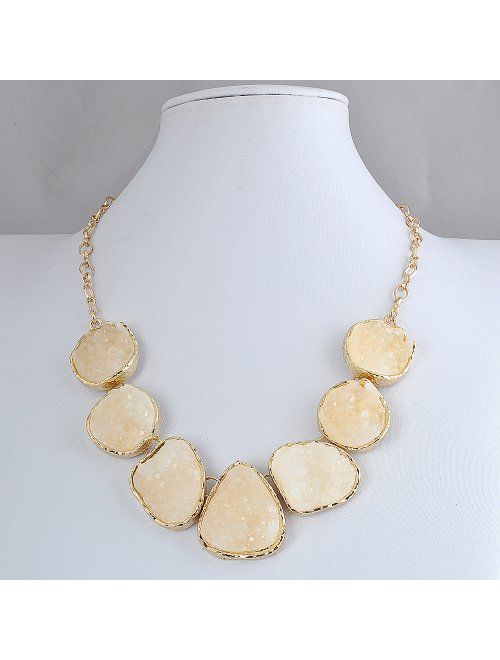 JANE STONE Fashion Drusy Stone Bead Statement Necklace Bib Choker Sparkly Jewelry
