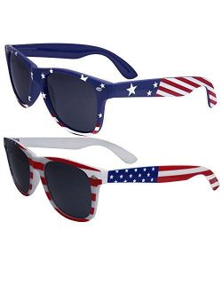 grinderPUNCH 2 Pairs Bulk American Sunglasses USA Flag Classic Patriot