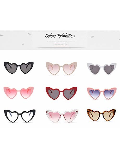 ZYApril Store Love Heart Shaped Sunglasses for Women - Vintage Cat Eye Mod Style Retro Glasses