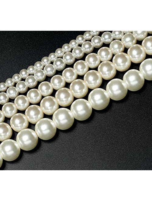 BABEYOND Round Imitation Pearl Necklace Wedding Pearl Necklace for Brides White